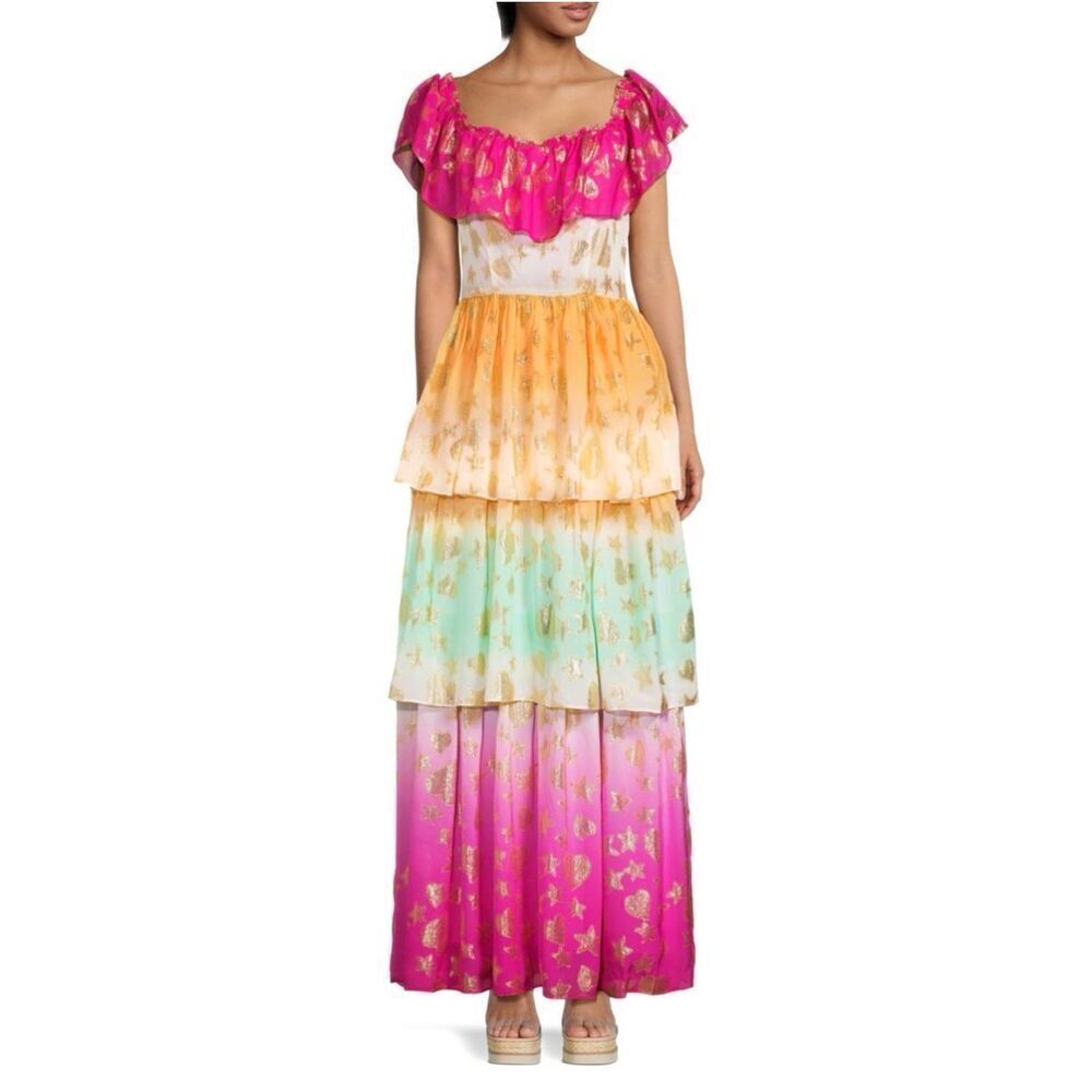 LOVESHACKFANCY Ombré Tiered Maxi Dress in Surfer Fushia Light NWT Size 0 - Picture 2 of 8
